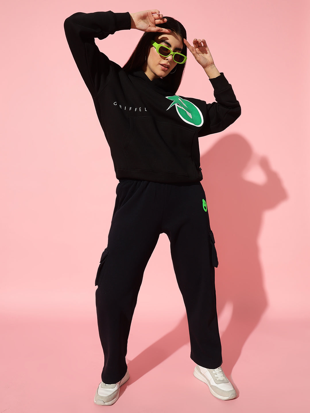 9 Star Black Oversized Round Neck Tracksuit