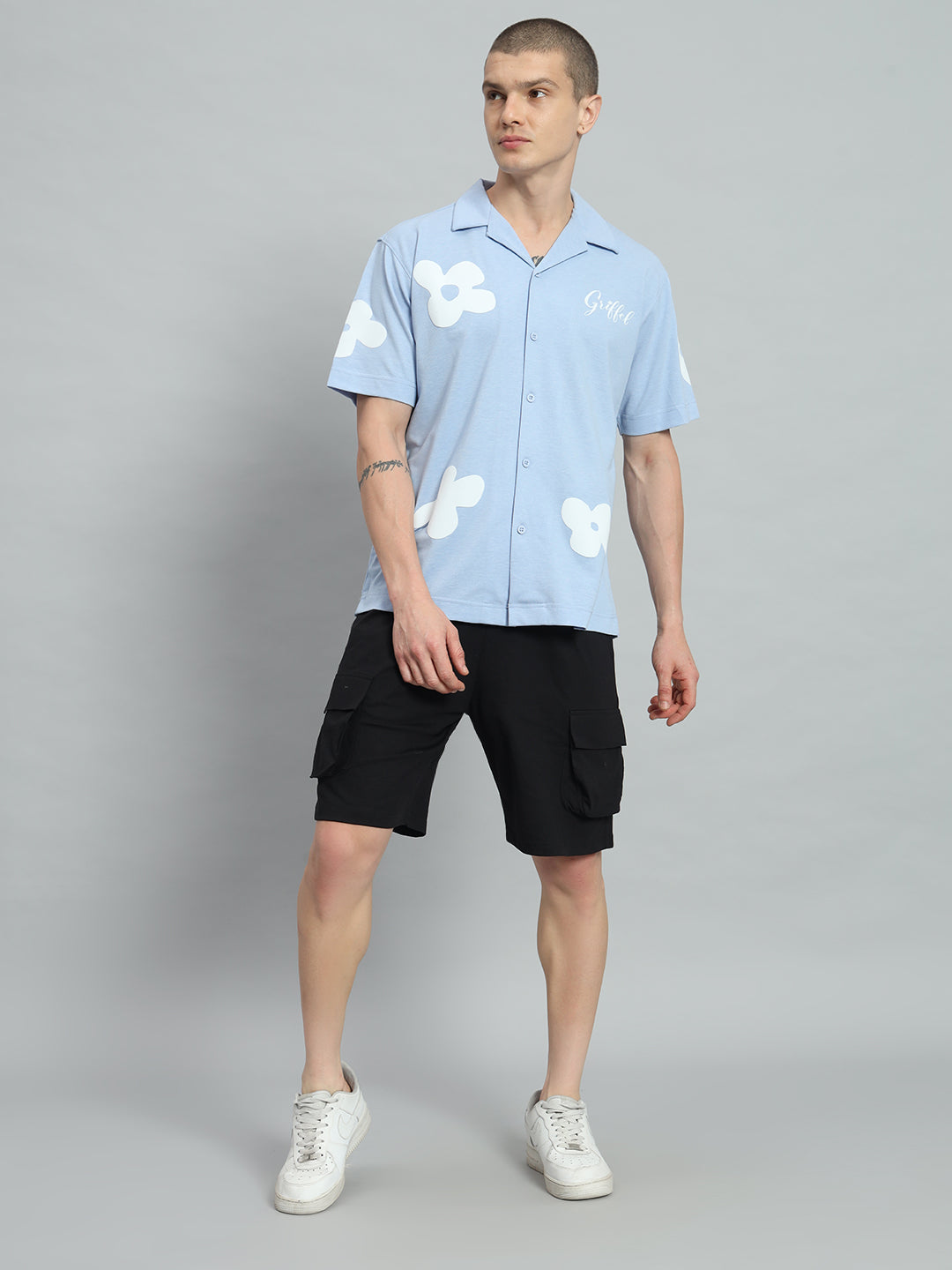 GRIFFEL Printed Bowling Shirt and Shorts Set