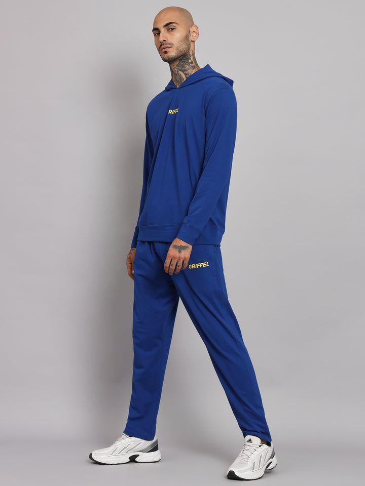 Griffel Men's Pre Winter Front Logo Solid Cotton Basic Hoodie and Joggers Full set Royal Tracksuit - griffel