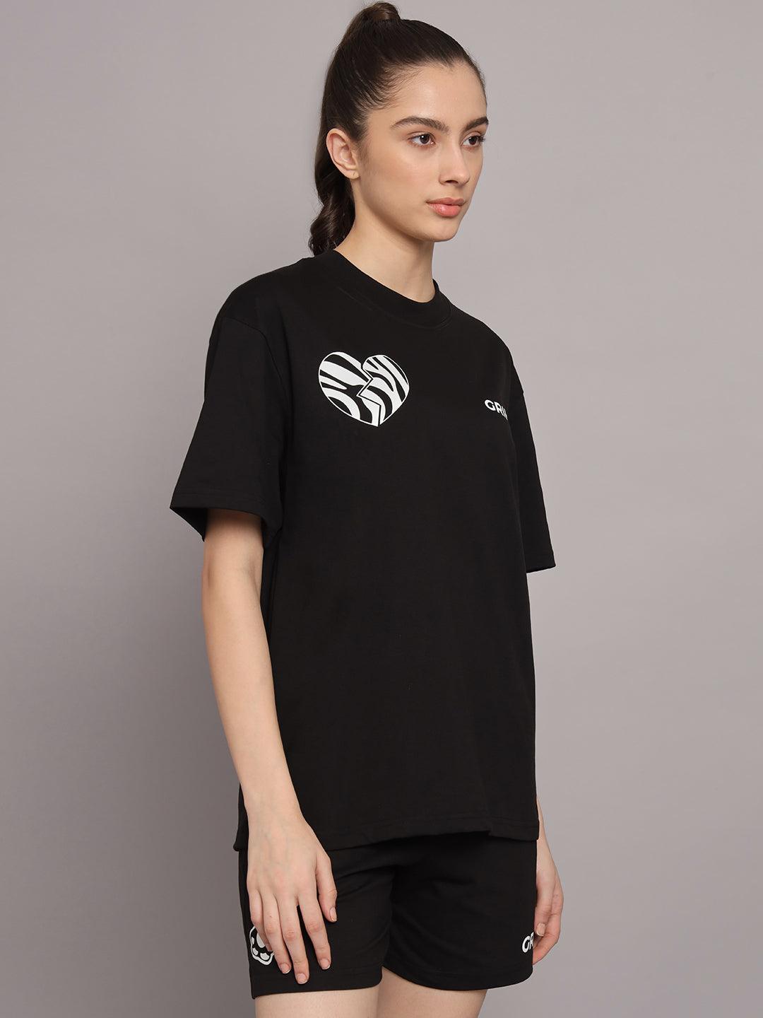 Broken Heart Drop Shoulder Oversized T-shirt