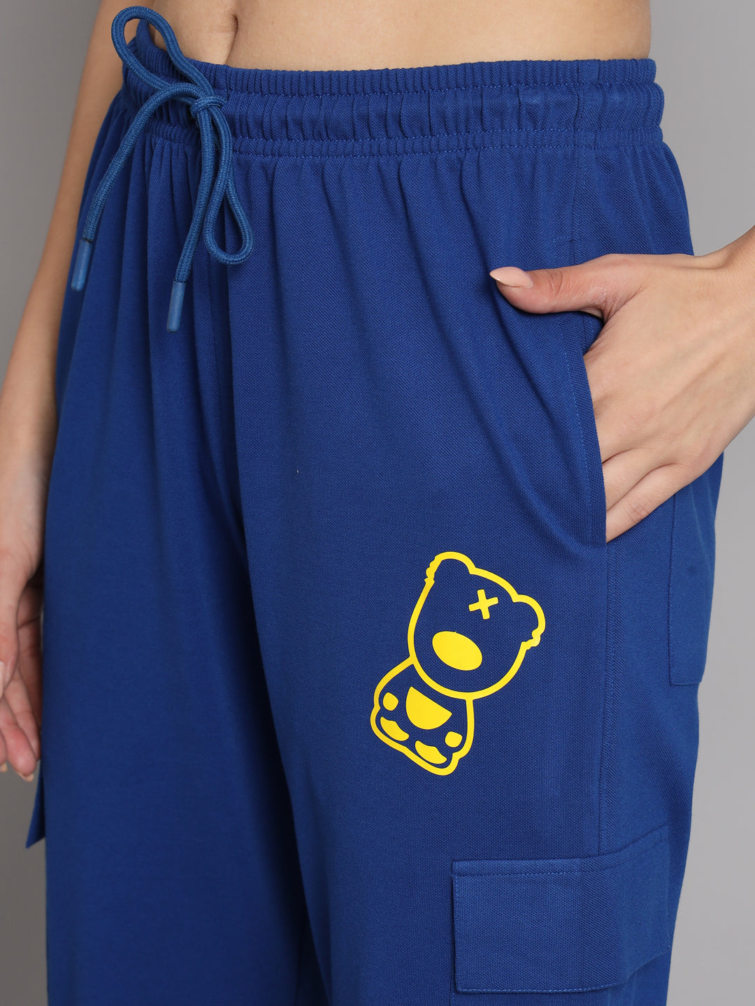 Griffel Women’s Front Teddy Logo 6 Pocket Royal Cotton Matty Trackpant