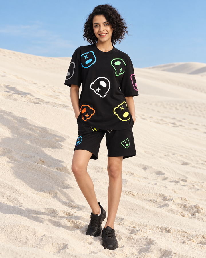 Teddy all over T-shirt and Short Set 🐻