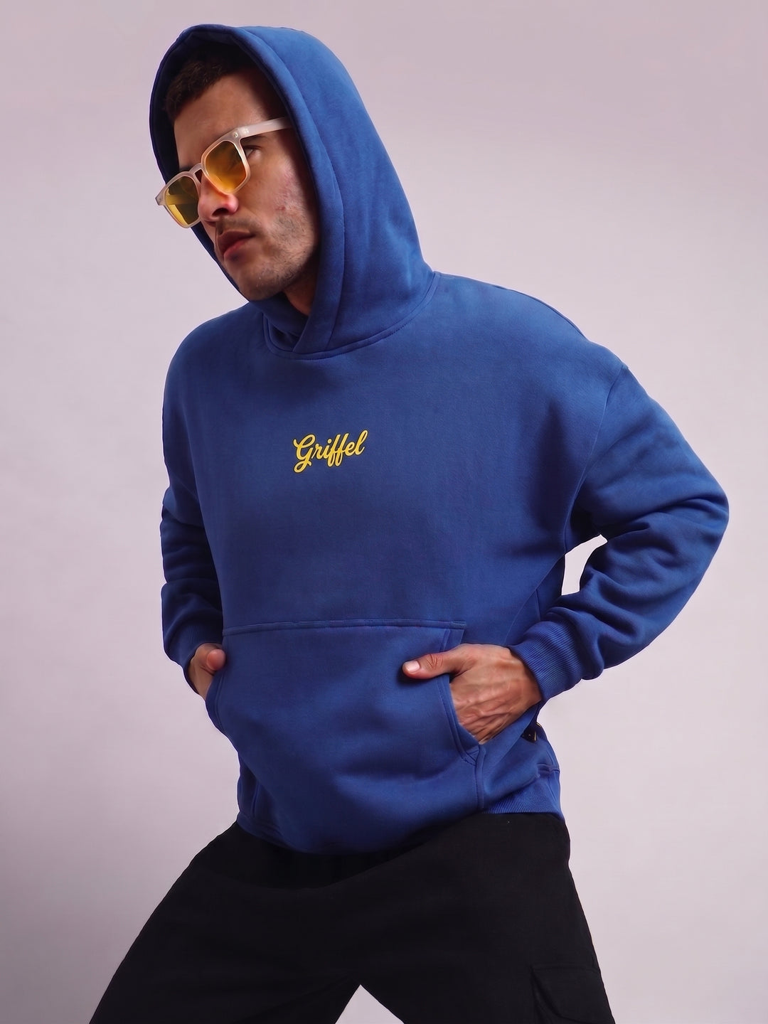 Yellow Back Star Oversized cotton Fleece Hoodie