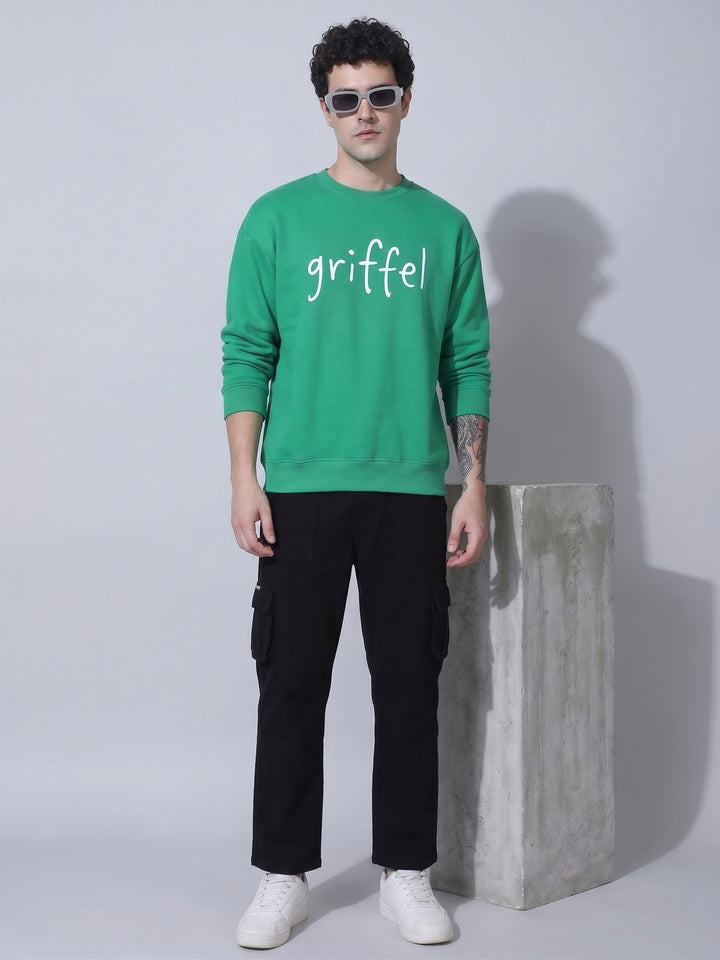 GRAB A  MATCHA Cotton Fleece Oversized Sweatshirt For Men