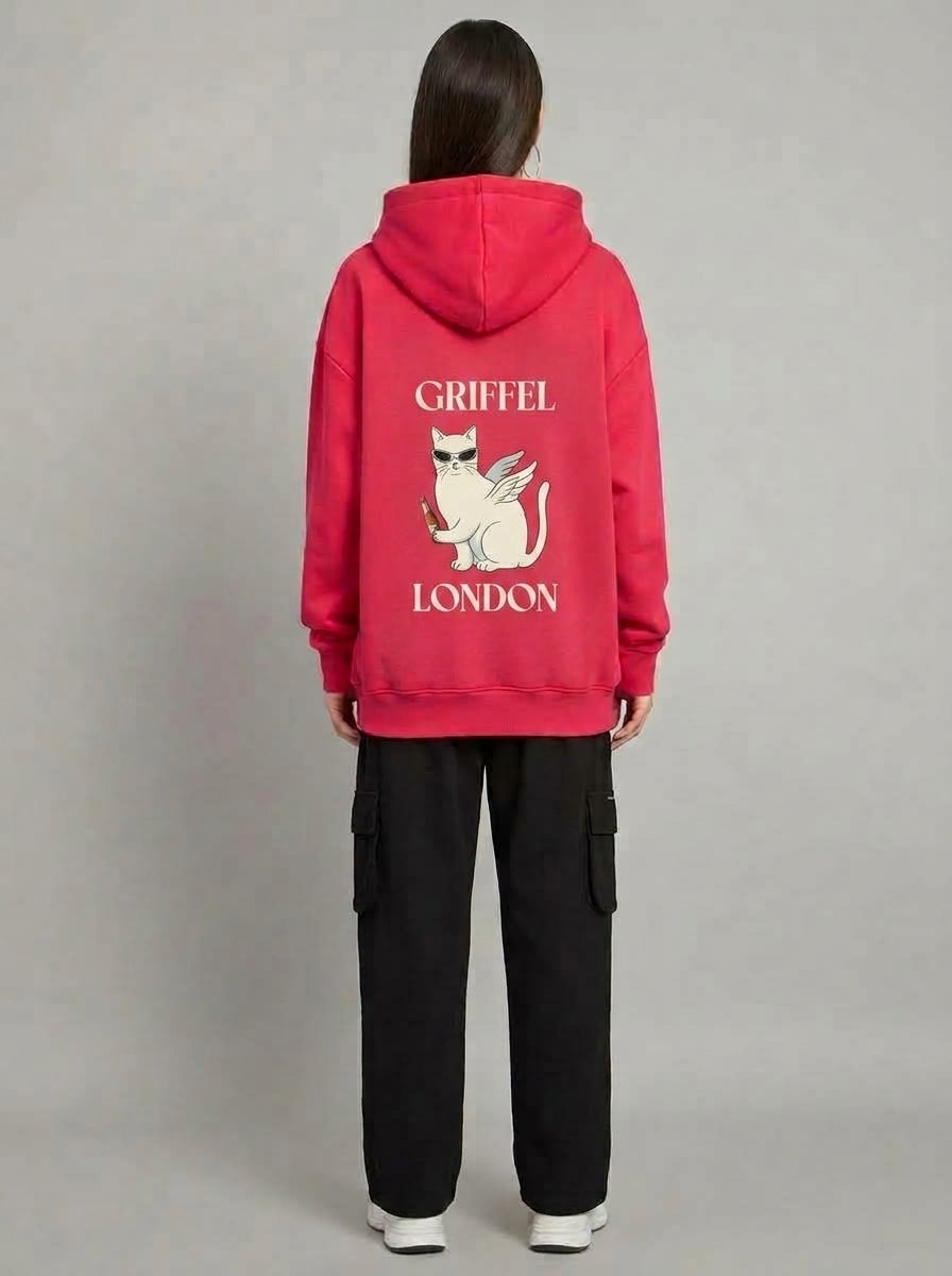 CATIEE BADDIE Oversized Cotton Fleece Pink Hoodie Women