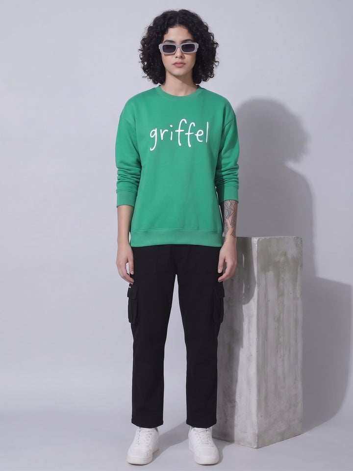 GRAB A  MATCHA Cotton Fleece Oversized Sweatshirt For Women