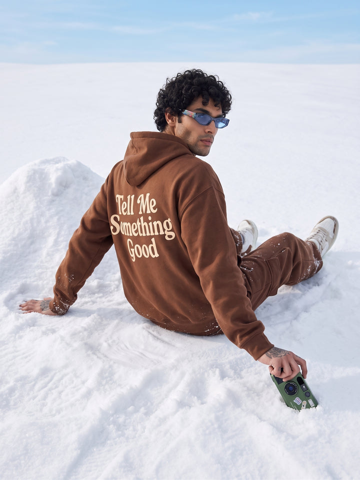 TELL ME SOMETHING GOOD Oversized Cotton Fleece Brown Tracksuit ⛰️