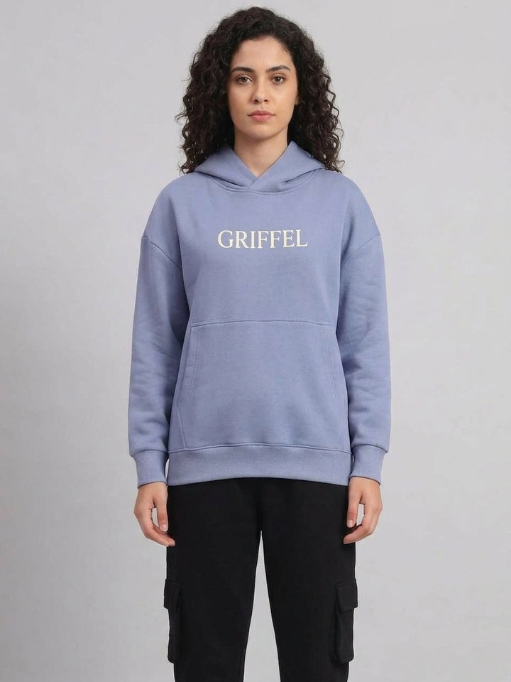 CROISSANTE Oversized Cotton Fleece Skyblue Tracksuit For Women