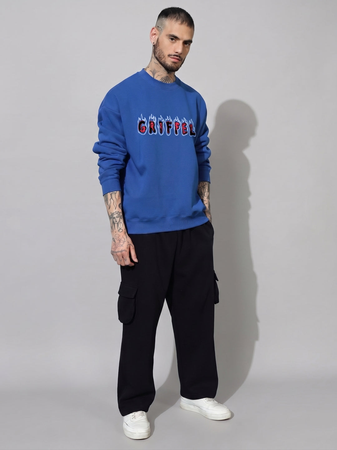 Cold Burn Cotton Fleece Oversized Round Neck Tracksuit For Men