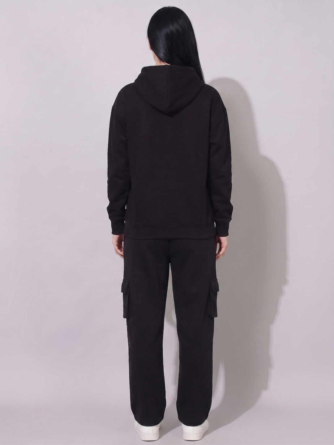 Front Griffel Oversized Cotton Fleece Black Hoodie