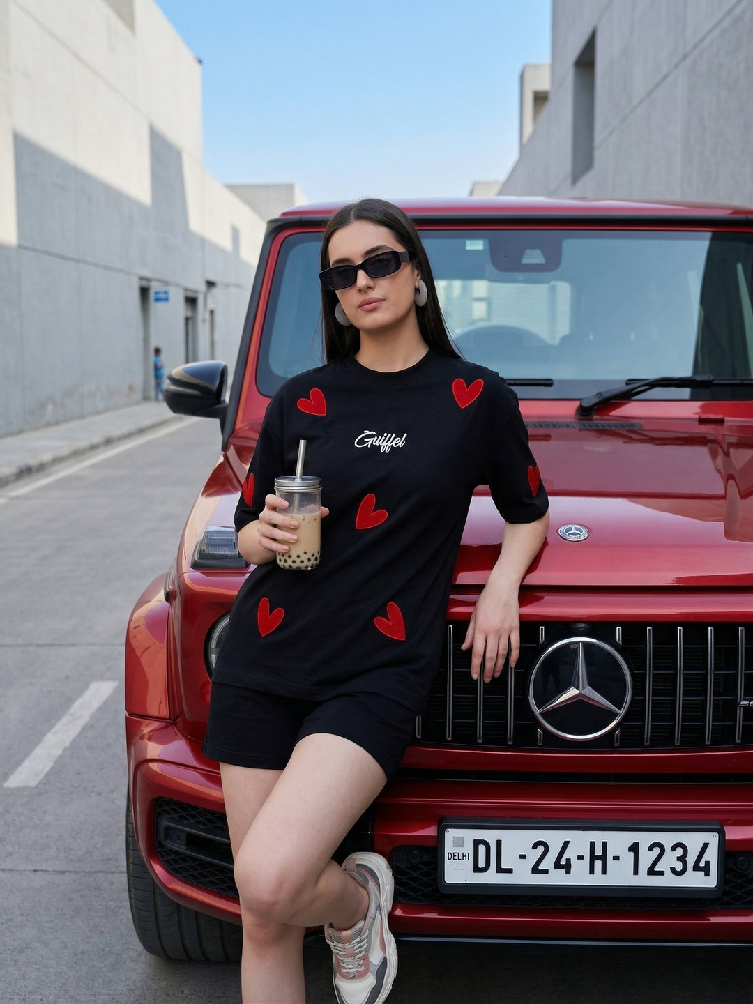 All over heart Oversized Cotton Co-ord Set ♥️