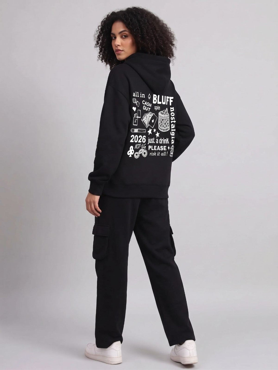 BLUFF 🎉DIWALI EDITION 🎉 Oversized Cotton Fleece Black Hoodie