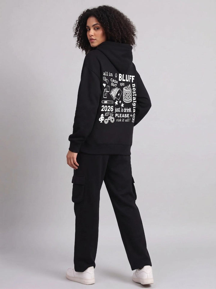 BLUFF 🎉DIWALI EDITION 🎉 Oversized Cotton Fleece Black Hoodie