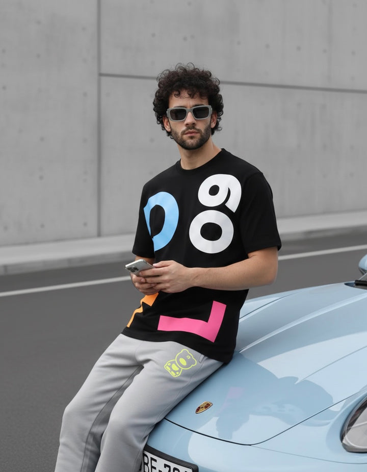GFL09 Oversized T-shirt and Bell Bottom Trackpant Set 🔵