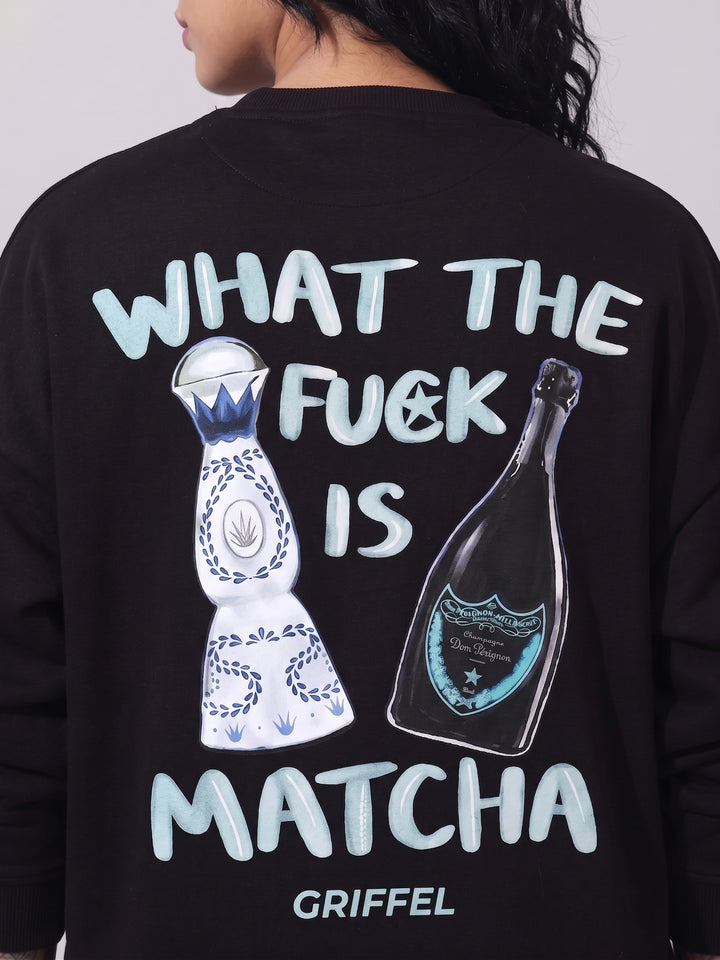 What The Fuck Is Matcha Cotton Fleece Oversized Round Neck Tracksuit For Women