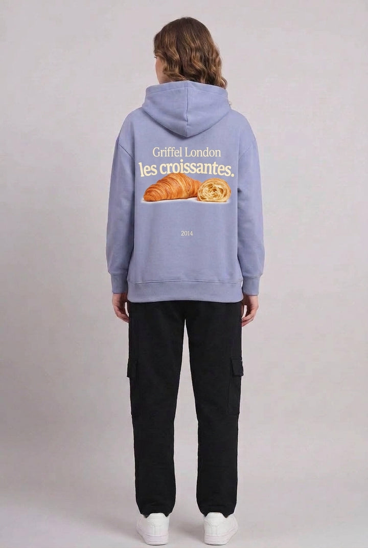 CROISSANTE Oversized Cotton Fleece Skyblue Tracksuit For Women