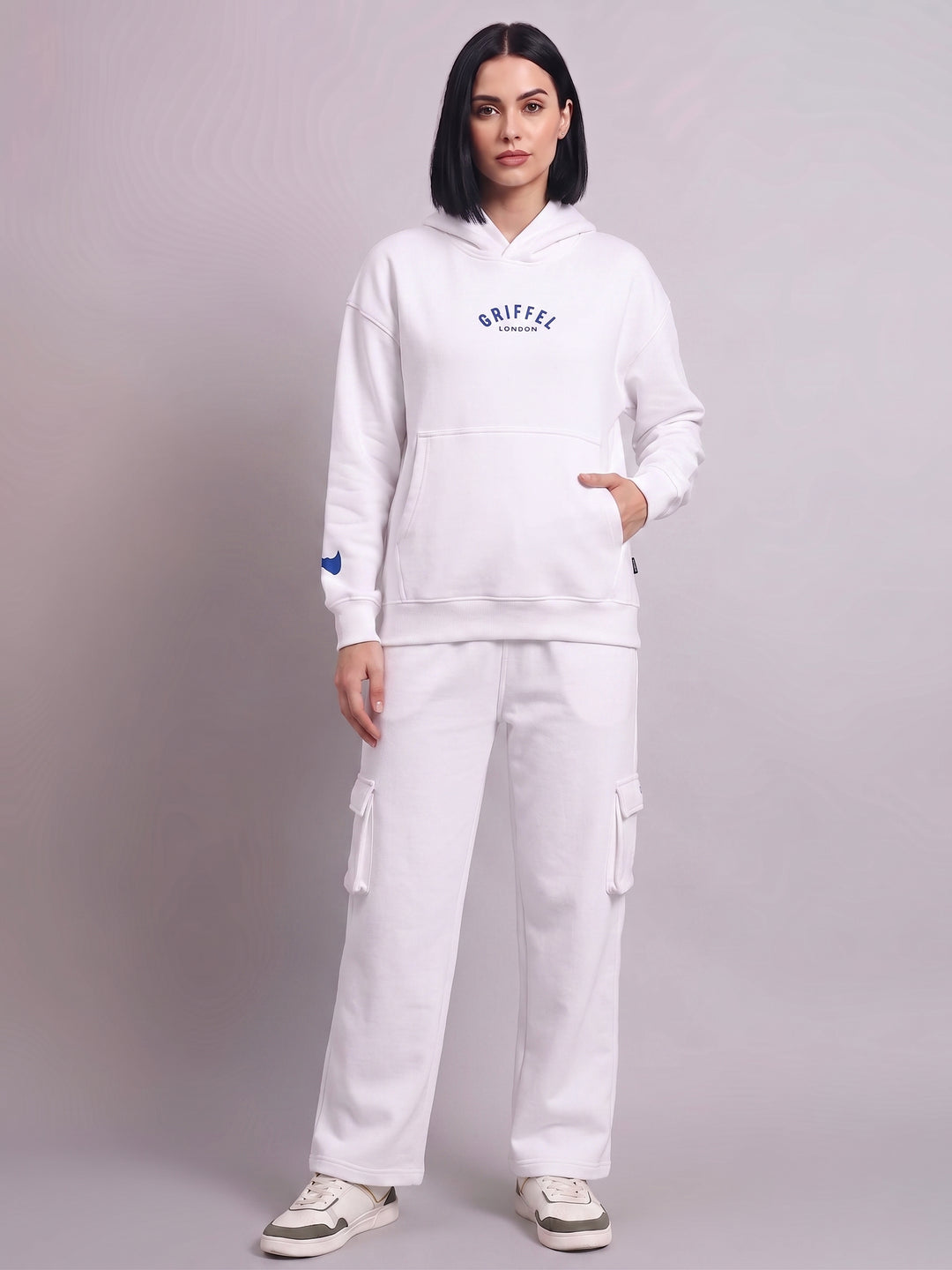 BACK GRIFFEL Cotton Fleece Oversized Off-White Tracksuit For Women