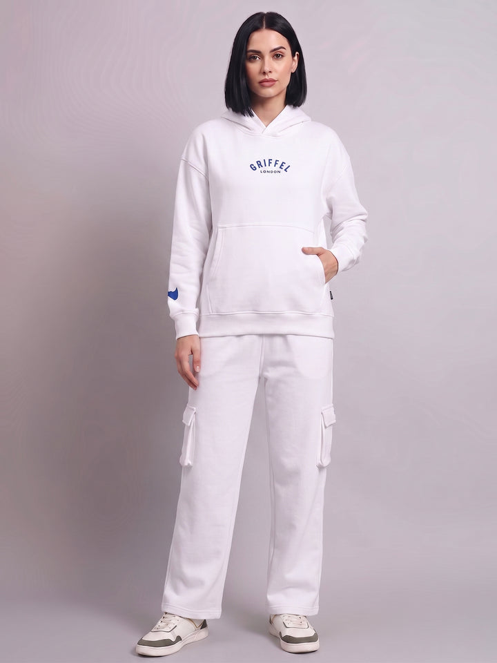 BACK GRIFFEL Cotton Fleece Oversized Off-White Tracksuit For Women