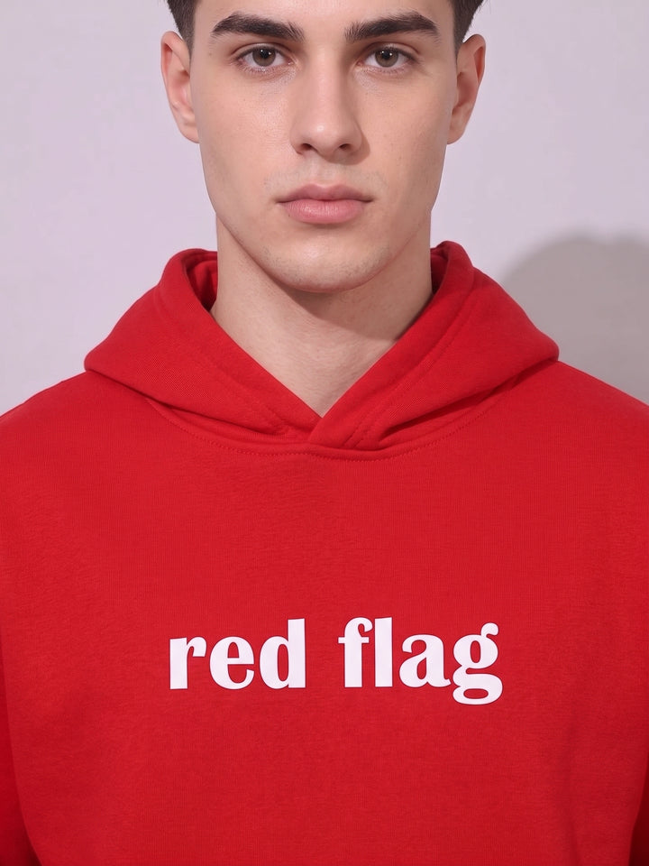RED FLAG Oversized Cotton Fleece Red Tracksuit For Men