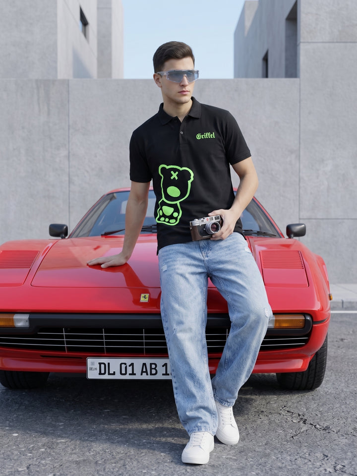Side Teddy GREEN Cotton Polo T-shirt 🐻