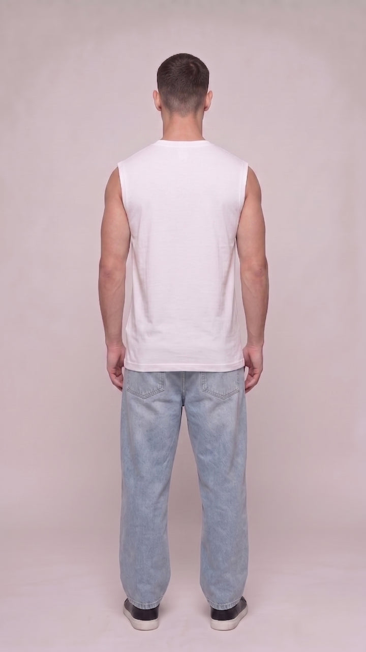MAIN CHARACTER Cotton White Easy Fit Tank 🔵