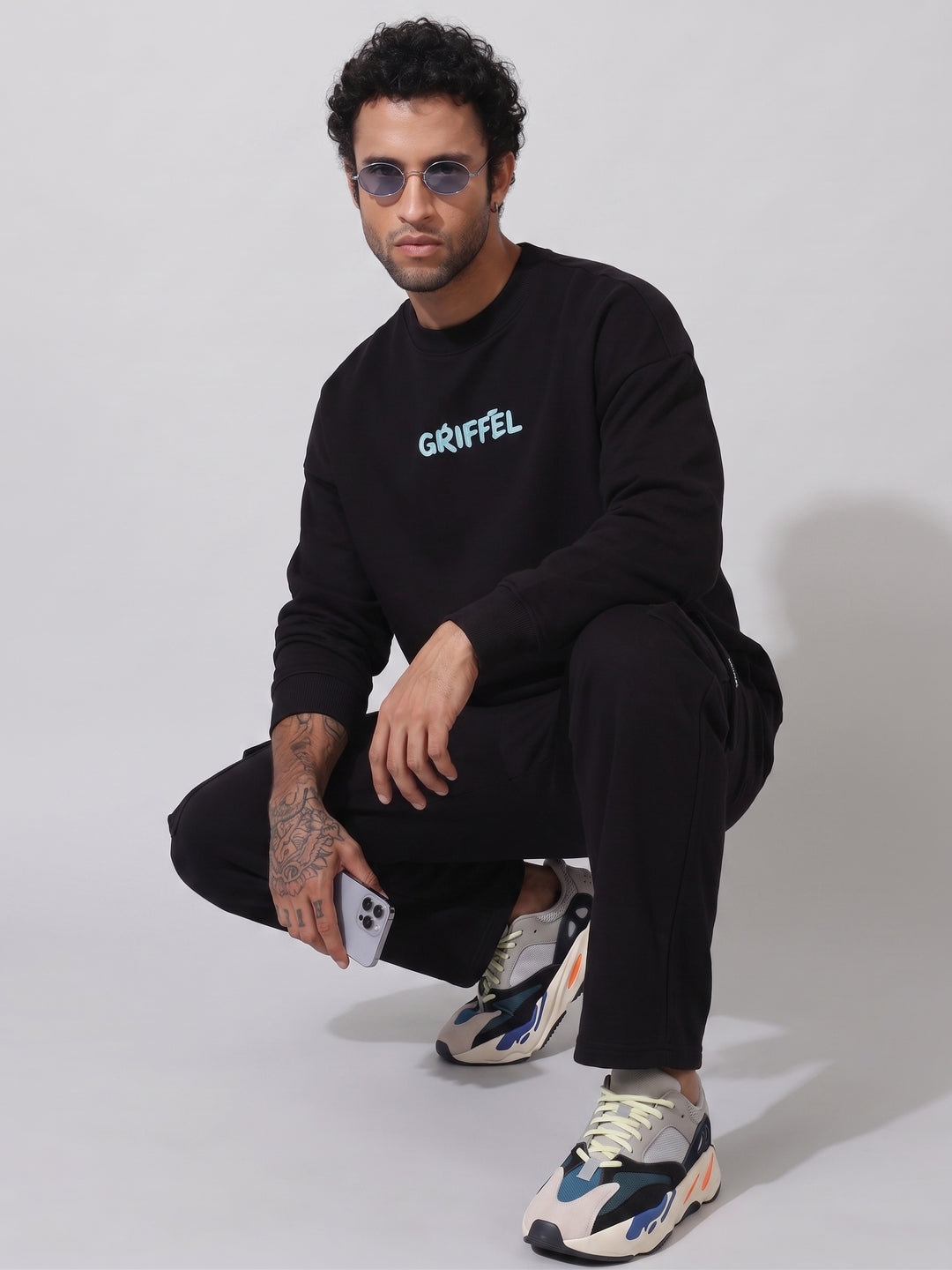 WHAT THE FUCK IS MATCHA Cotton Fleece Oversized Sweatshirt For Men