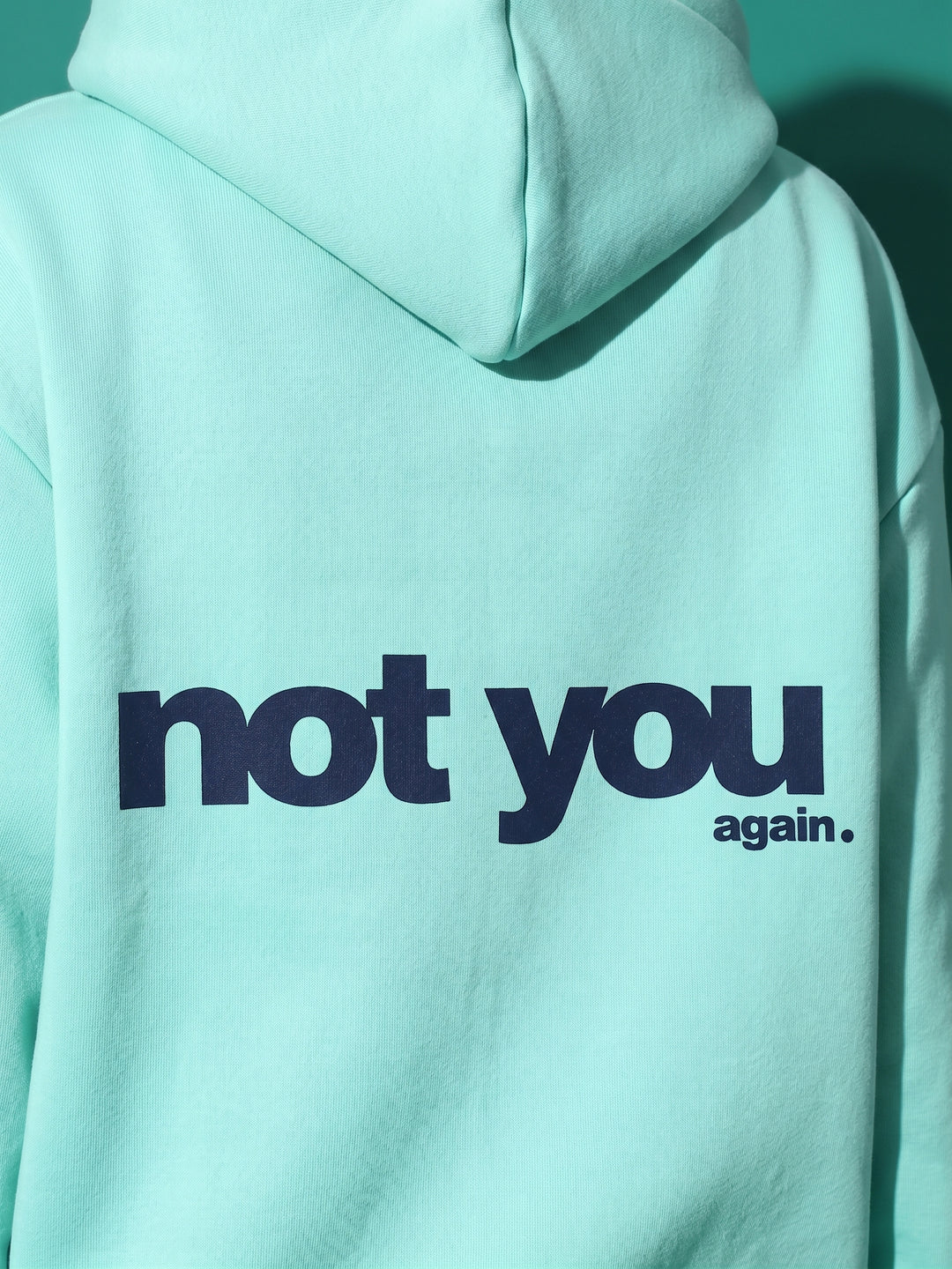 Not You Again Oversized Cotton Fleece Seagreen Hoodie