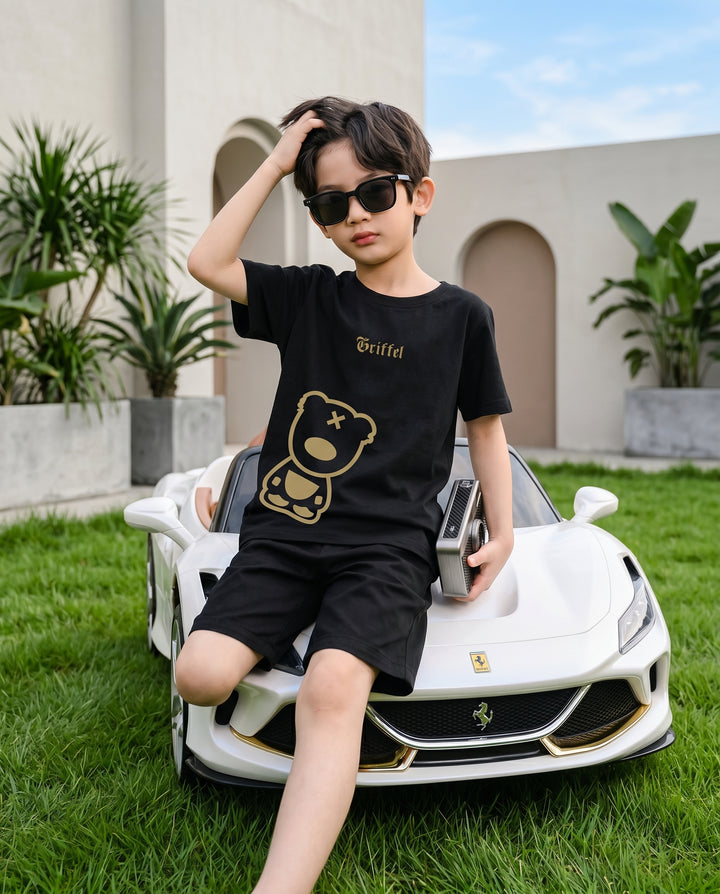 SIDE TEDDY GOLDEN OVERSIZED T-SHIRT AND SHORTS SET ! 🧸