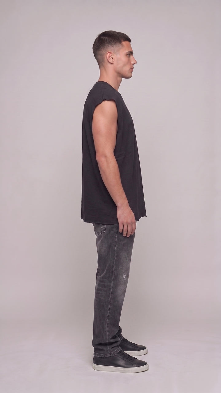 Black on Black Cotton Black Easy Fit Tank 😎