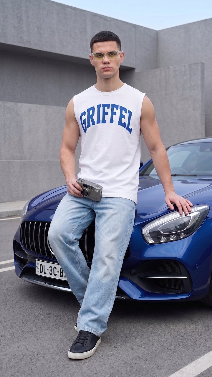 MAIN CHARACTER Cotton White Easy Fit Tank 🔵