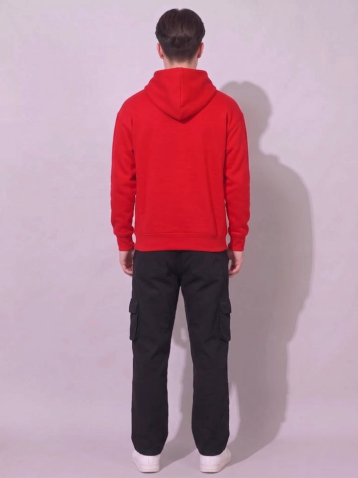 RED FLAG Oversized Cotton Fleece Red Tracksuit For Men
