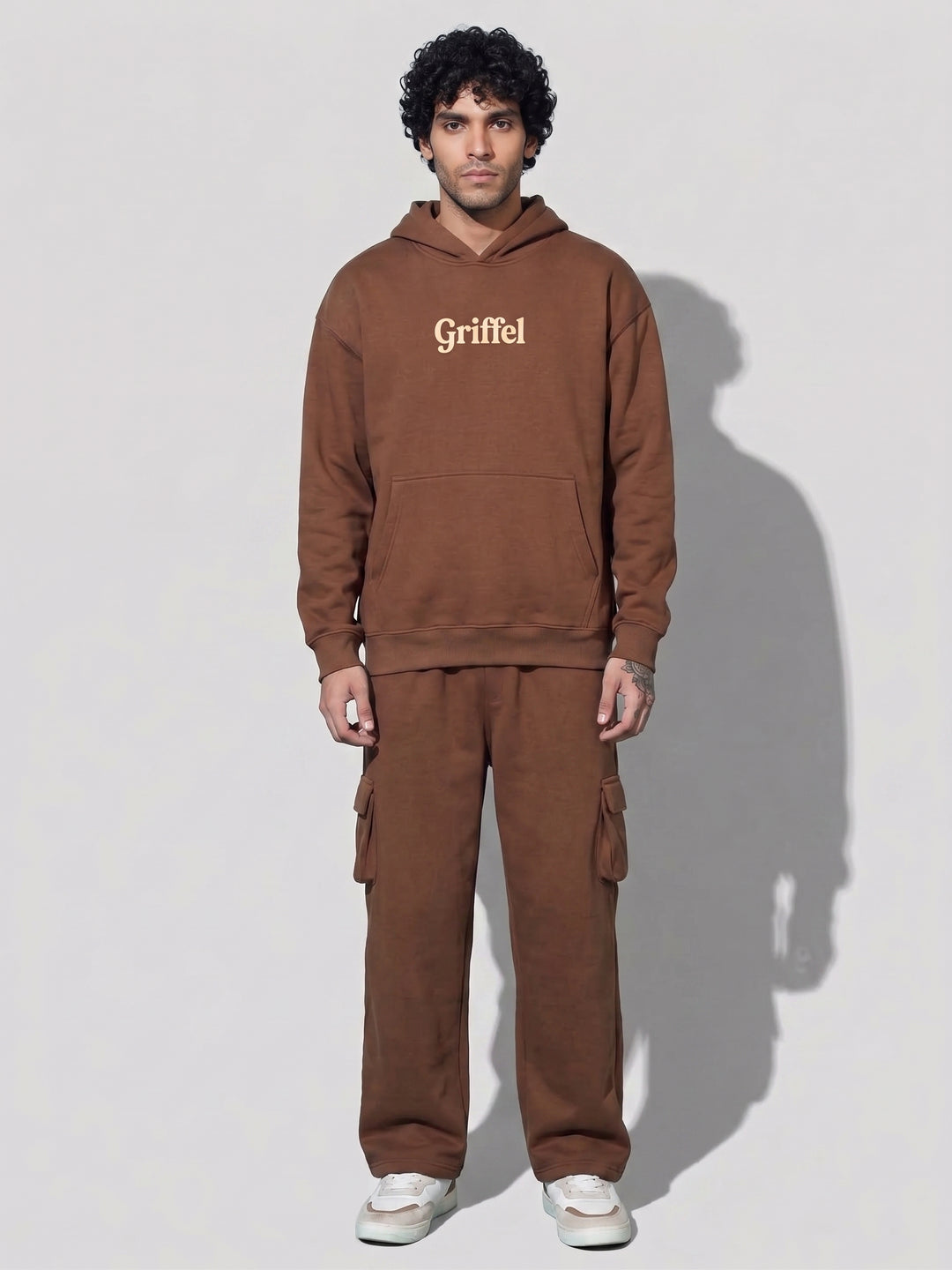TELL ME SOMETHING GOOD Oversized cotton Fleece Brown Hoodie ☺️