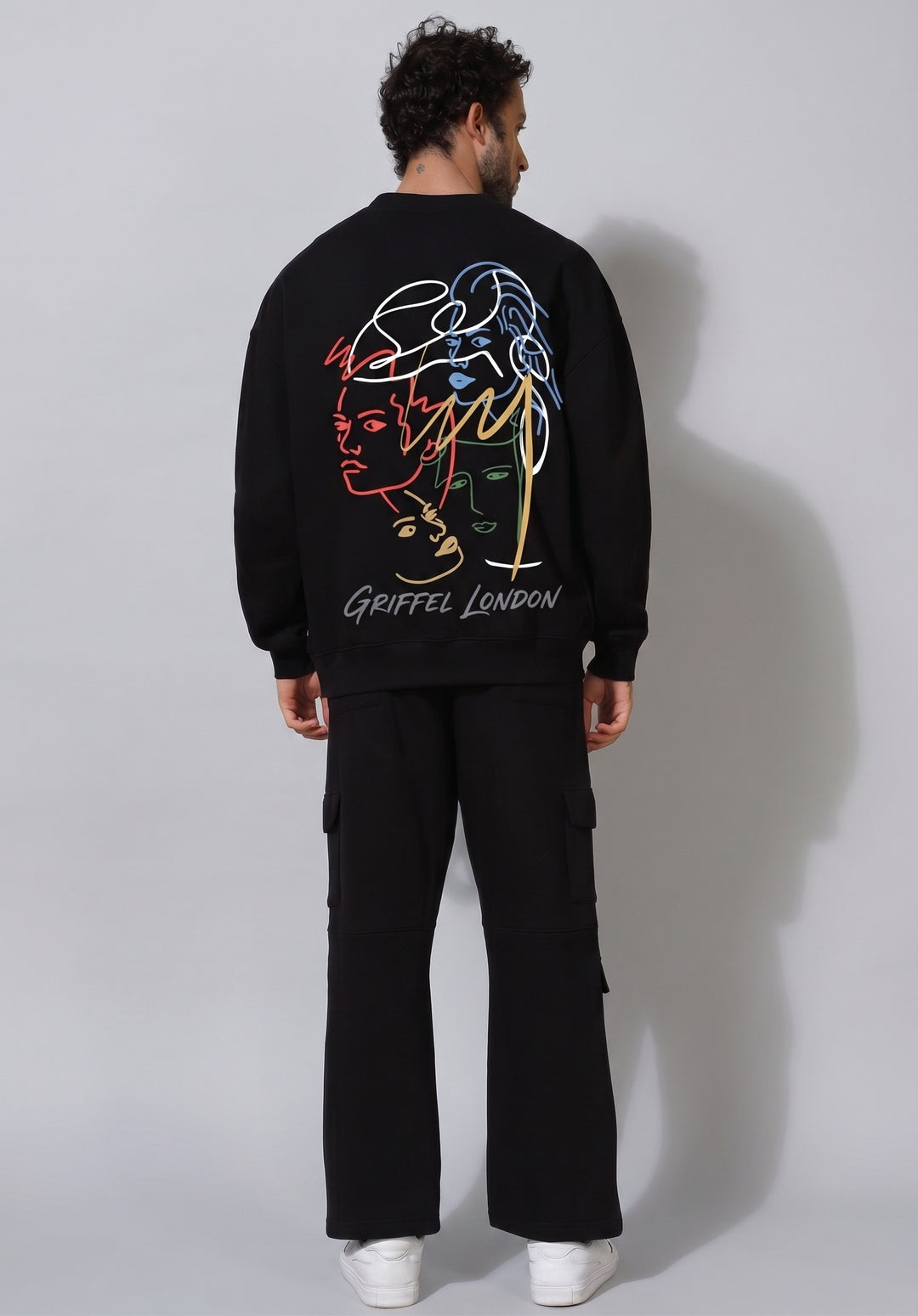 Abstract Oversized cotton Fleece Sweatshirt