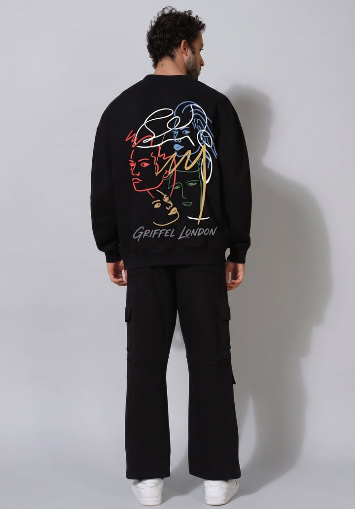 Abstract Oversized cotton Fleece Sweatshirt