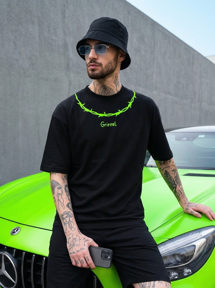 Neon Wire Oversized Cotton T-shirt ⛓️