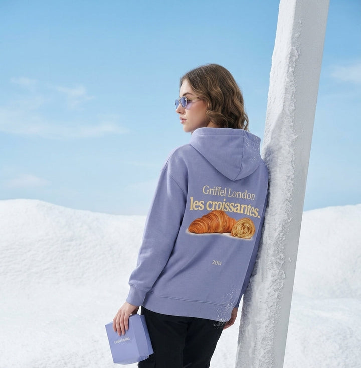 CROISSANTE Oversized Cotton Fleece Skyblue Tracksuit For Women