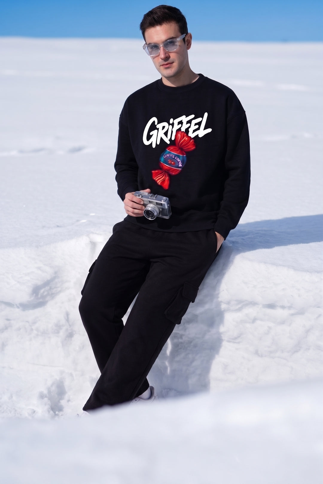 Cherry Candy Navy Oversized cotton Fleece Sweatshirt