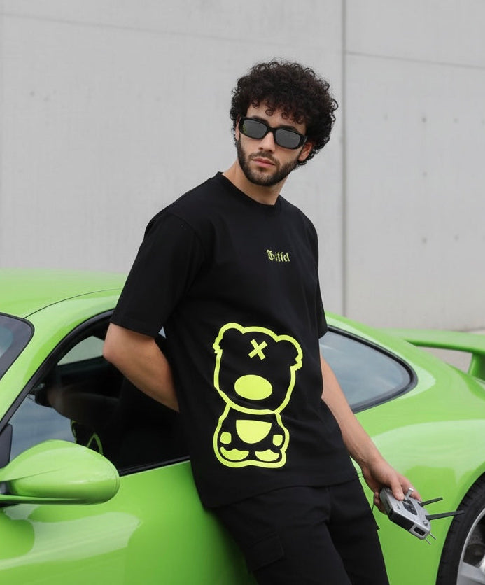 SIDE TEDDY Neon Green OVERSIZED T-SHIRT🧸