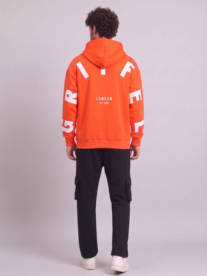 BACK GRIFFEL Oversized Cotton Fleece Orange Tracksuit For Men