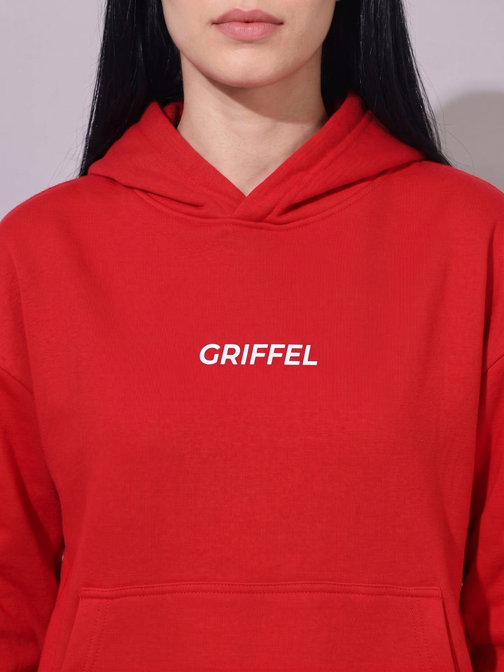 BASIC GRIFFEL LONDON  Oversized Cotton Fleece Red Hoodie