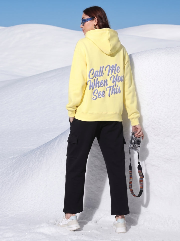 Call Me When You See This Oversized Cotton Fleece Hoodie