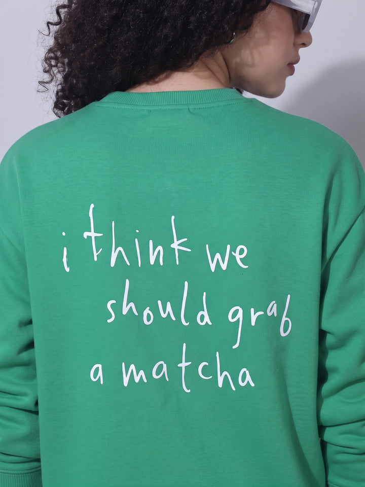 GRAB A MATCHA Cotton Fleece Oversized Round Neck Tracksuit 🍵