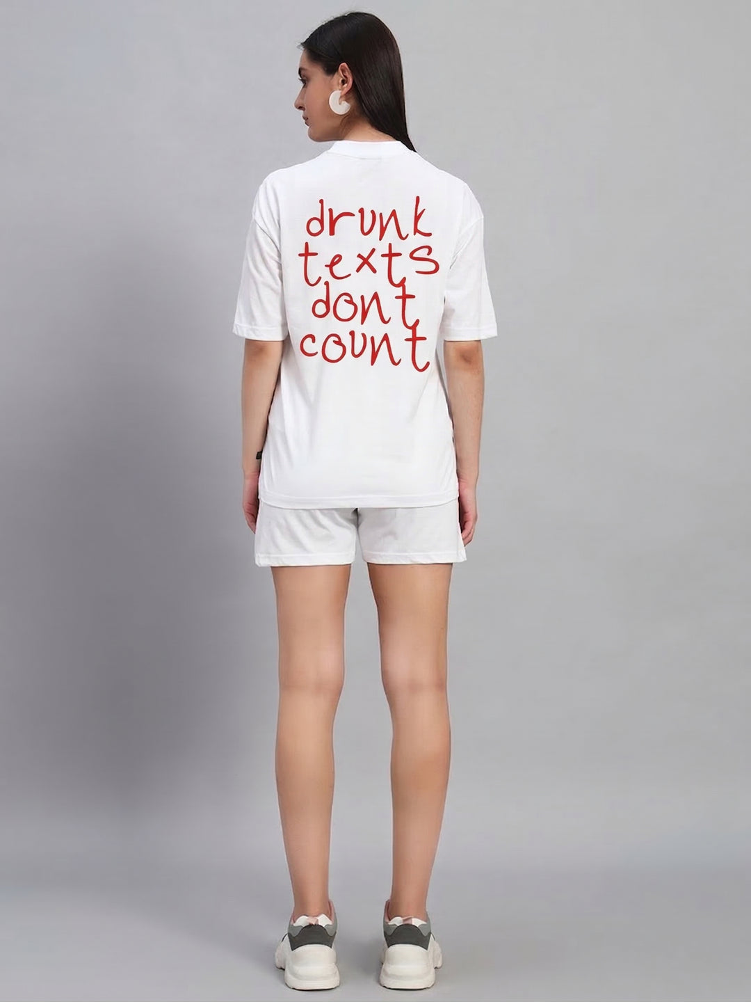 DRUNK TEXTS Oversized Cotton Co-ord set🥴