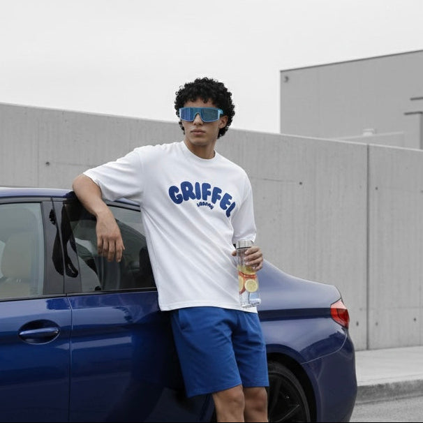 Reborn Logo OVERSIZED Cotton T-SHIRT 🔵 ⚪️