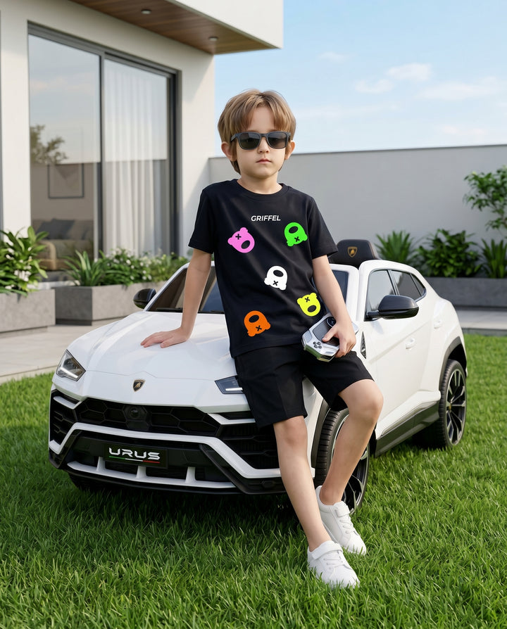 ALL OVER TEDDY T-SHIRT AND SHORTS SET 🐻