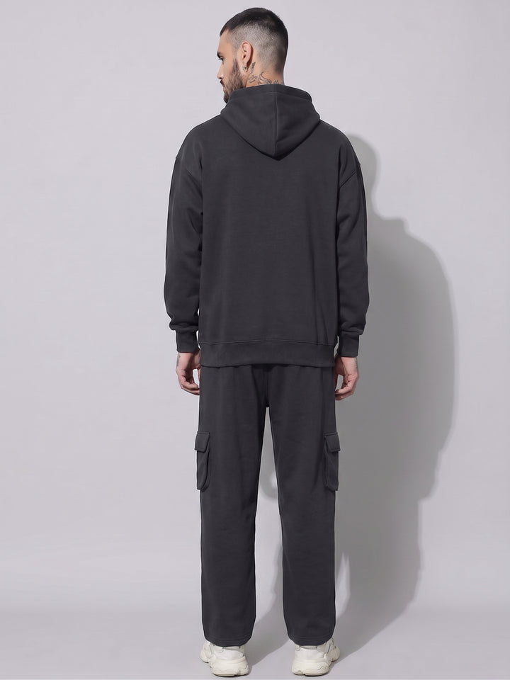 Chase The Unknown Oversized cotton Fleece Black Hoodie