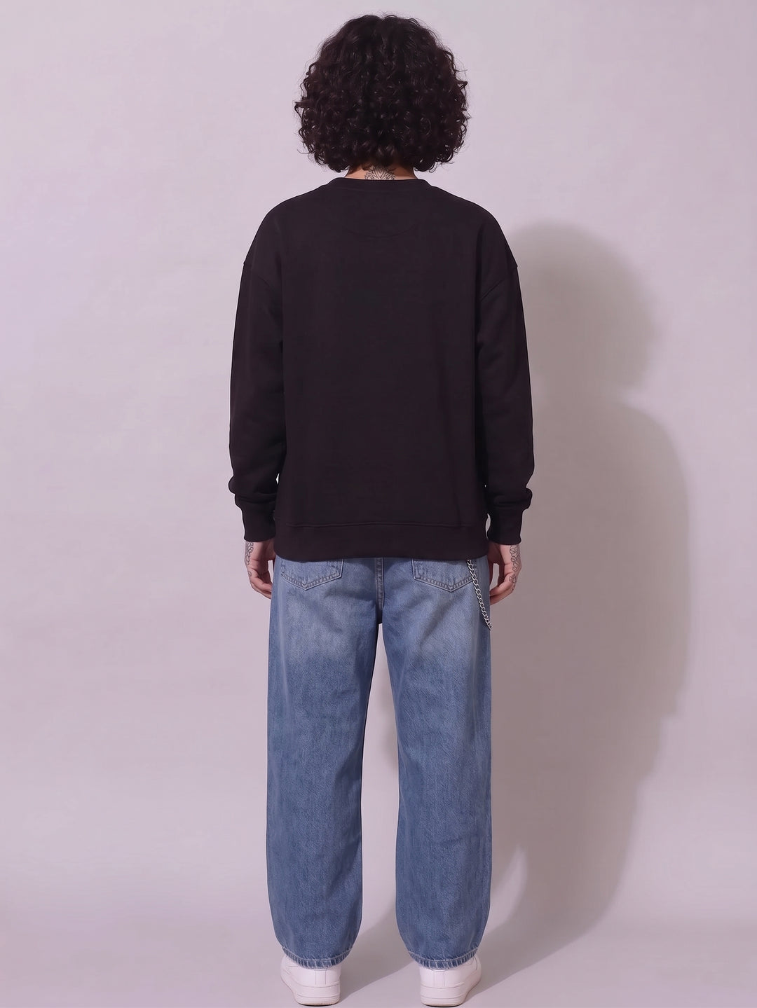 DEALER'S CHOICE Cotton Fleece Oversized Round Neck Sweatshirt For Women