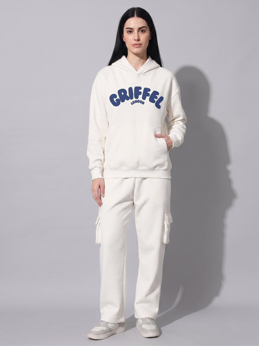 2026 LOGO Cotton Fleece Oversized Off-White Tracksuit For Women