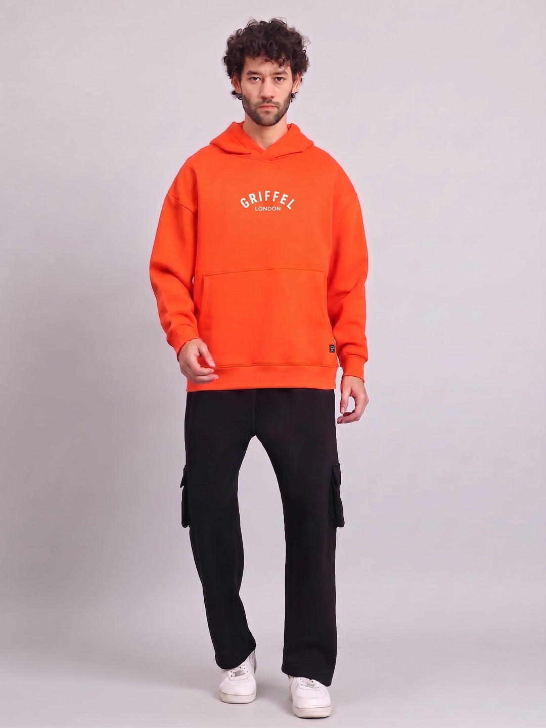 BACK GRIFFEL Oversized cotton Fleece Orange Hoodie 🧡