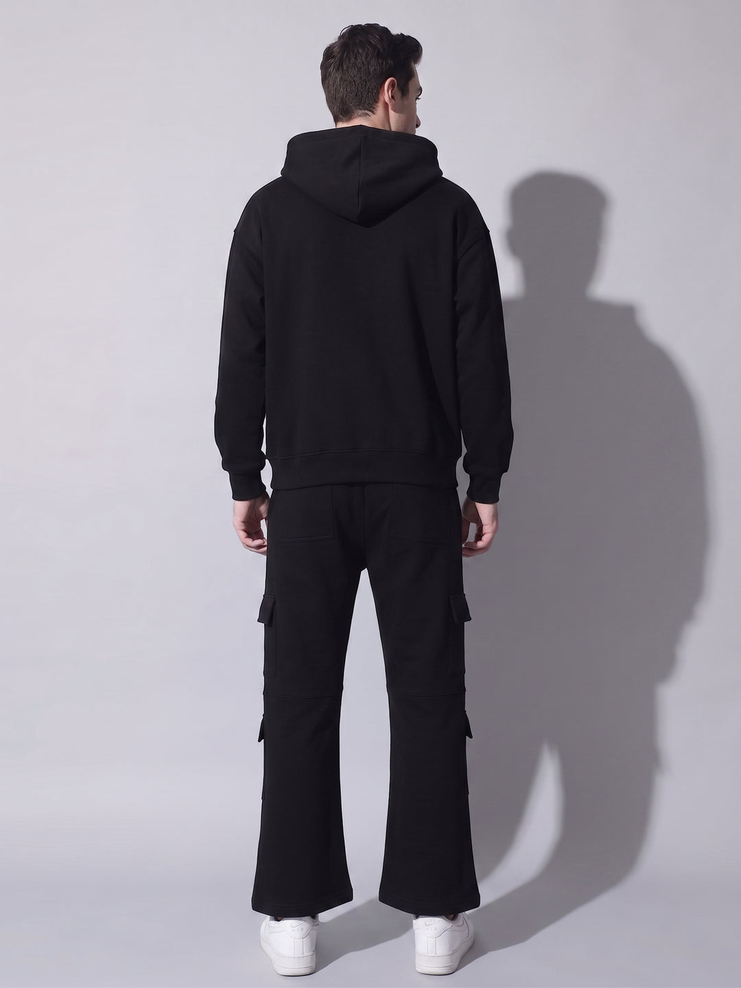 Thunder Red Oversized cotton Fleece Black Hoodie
